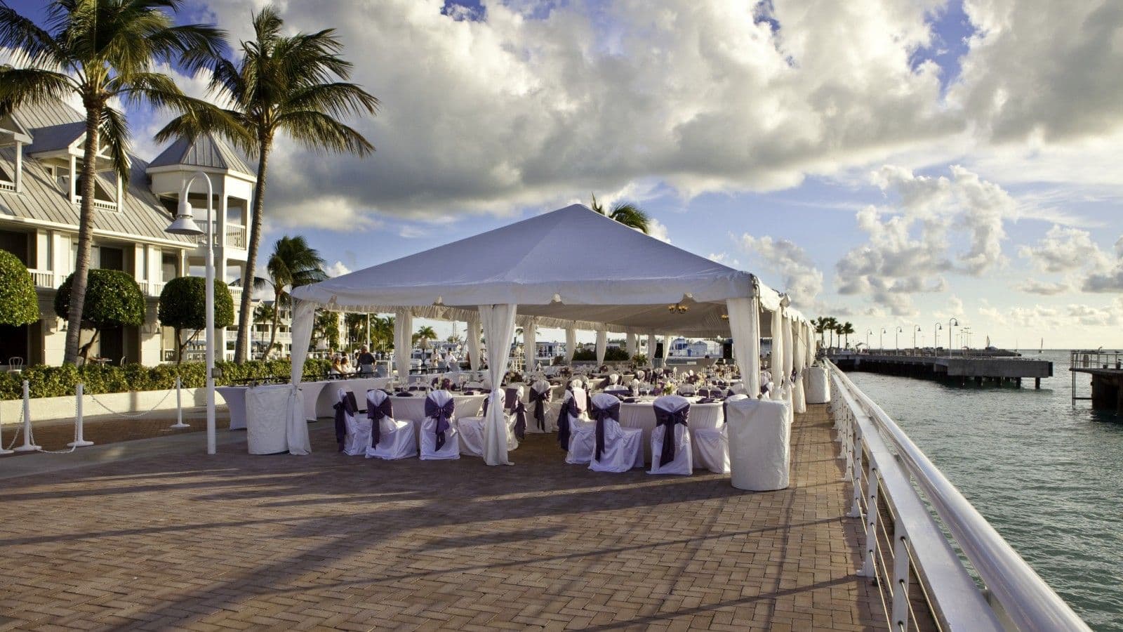 Elegant Key West wedding setting beneath tropical palms
